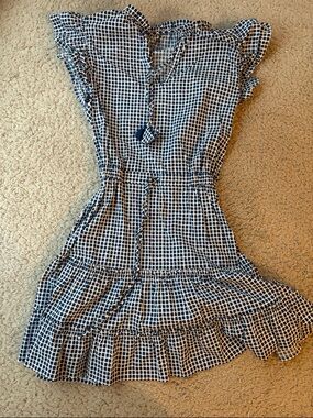 Vineyard Vines Cream Dress with Navy Square Print